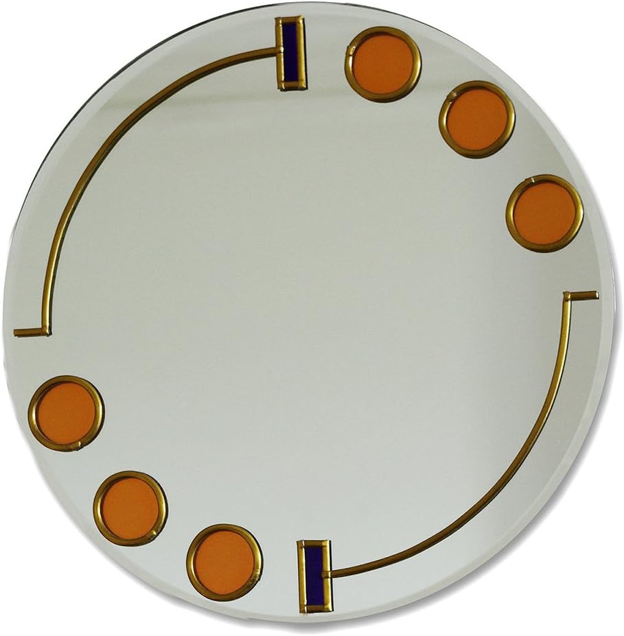 Art Deco Circles and Bars Large Round Leaded Stained Glass Decorative Size 40cm Wall Mirror