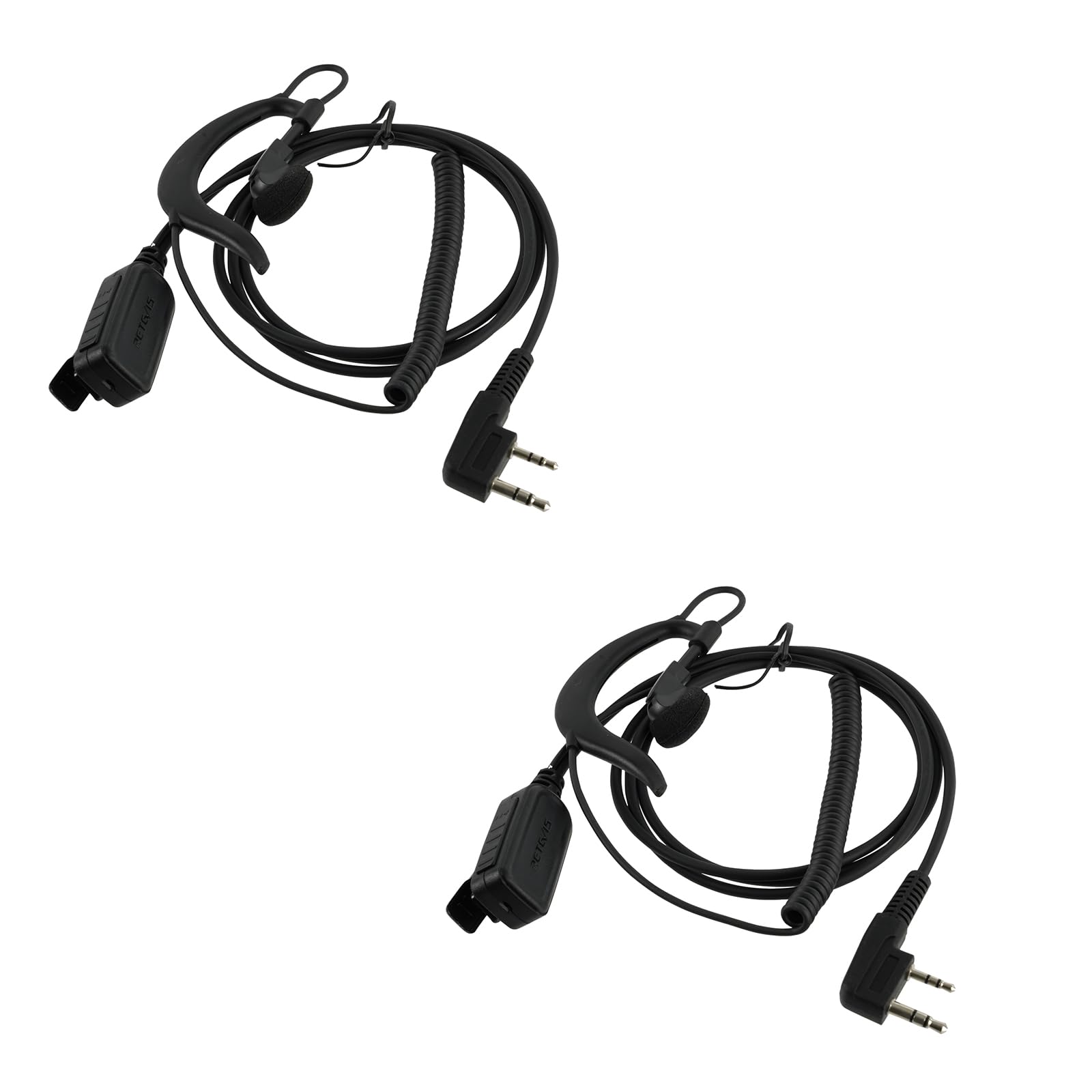 Retevis EEK016 G Shape Earhook Walkie Talkie Earpiece, Hands Free Earpiece, Compatible RT622 RT27 RT619 RT24 Baofeng UV-5R eSynic Walkie Talkies Headset with Mic (2 Pcs)