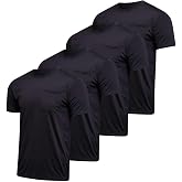 4 Pack Men's Dry Fit Short Sleeve Pocket T Shirts Workout Gym Athletic Tees | Available In Big &amp; Tall, Soft Crew Neck, Cooling Moisture Wicking Undershirts, Summer Casual Outdoor, Running Hiking Football