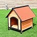 Tangkula Dog House, Wooden Pet Kennel, Outdoor Weather Waterproof Pet House, Natural Wooden Dog House Home with Reddish Brown Roof, Pet Dog House (Medium, Natural Wood)
