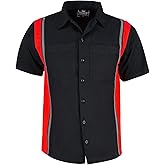 BIKER WEAR USA Men’s Work Shirt- Mechanical/Industrial Work Shirt with Vertical Reflective Lining