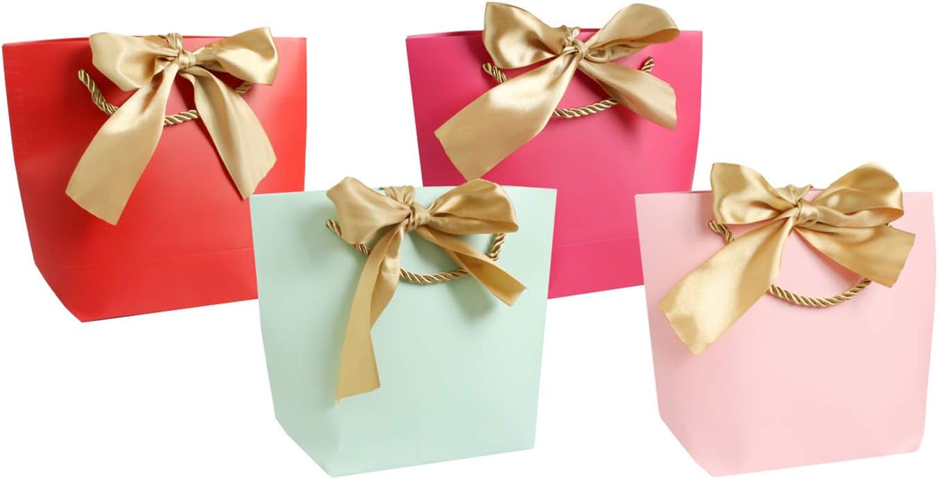 Emartbuy Set of 8 Gift Bag with Ribbons Strong Laminated Paper Mixed Colours 42 x 27 x 12 cm, Set of 8 - Assorted Colours with Ribbons - Image 4