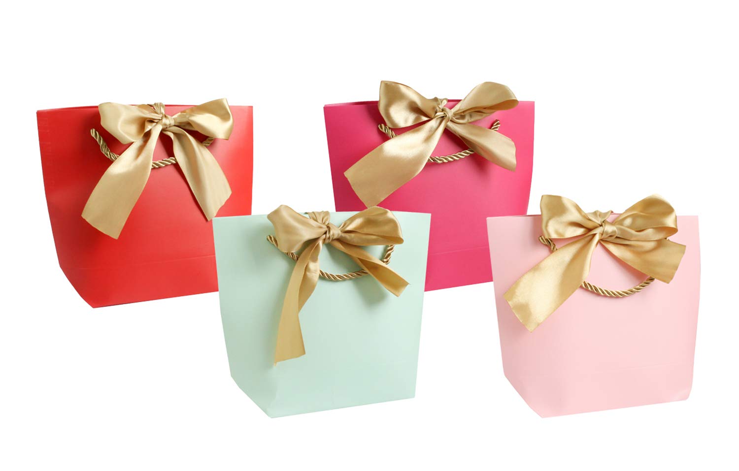 Emartbuy Set of 8 Gift Bag with Ribbons Strong Laminated Paper Mixed Colours 42 x 27 x 12 cm