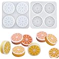 DD-life 2 Pcs 4 Cavity Lemon Slice Silicone Molds Orange Slice Silicone Molds for Handmade SoapCake Decorating DIY Fondant Candy Making Chocolate Pudding Mousse Cupcake Topper Birthday Party Moulds