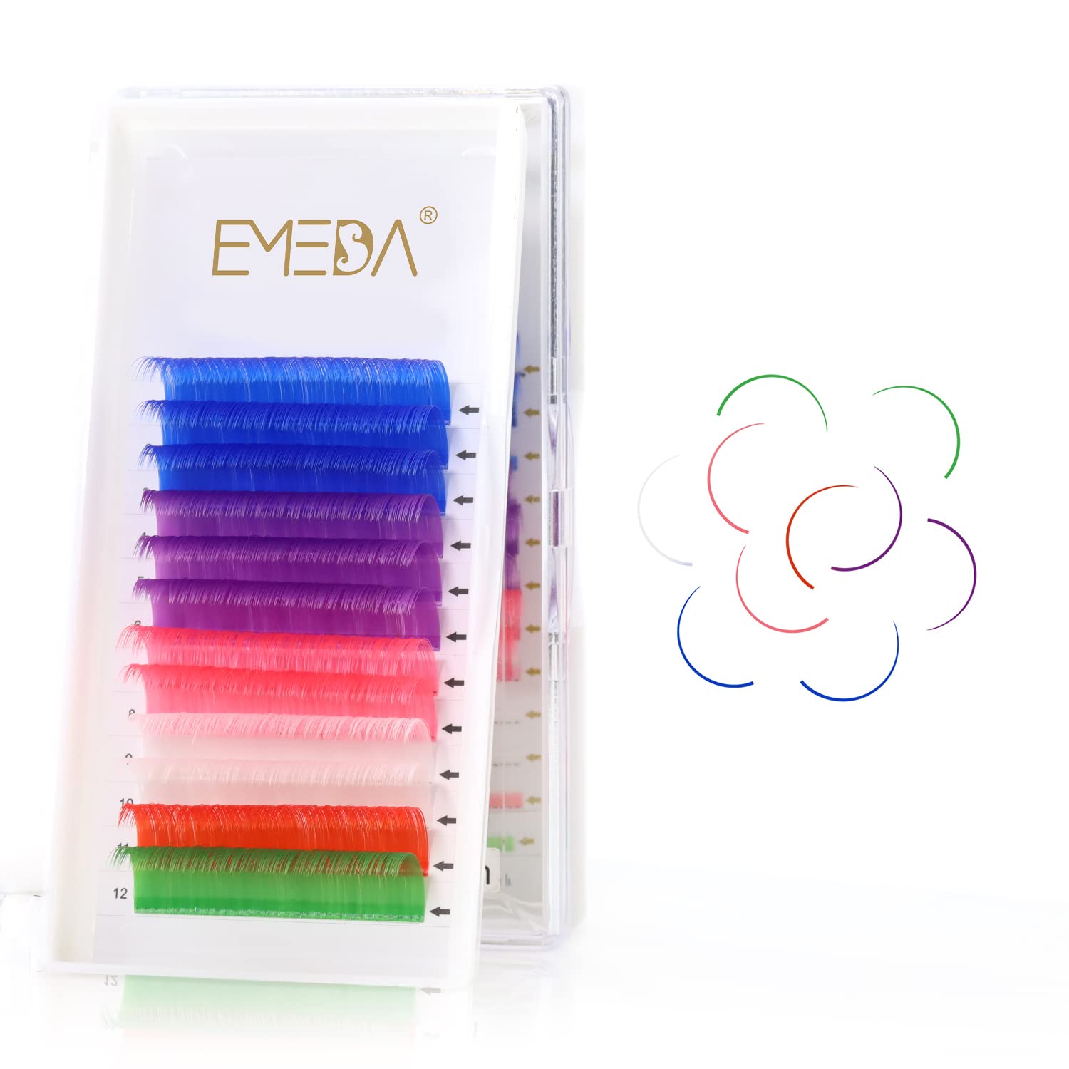 EMEDA Colored Lash Extensions D Curl .07 Thickness Blue Purple Pink White Red Green Mix Color 20mm Pop Hot Colorful Extra Classic Single Individual Eyelash Extensions (mix color 20mm 0.07 D curl)