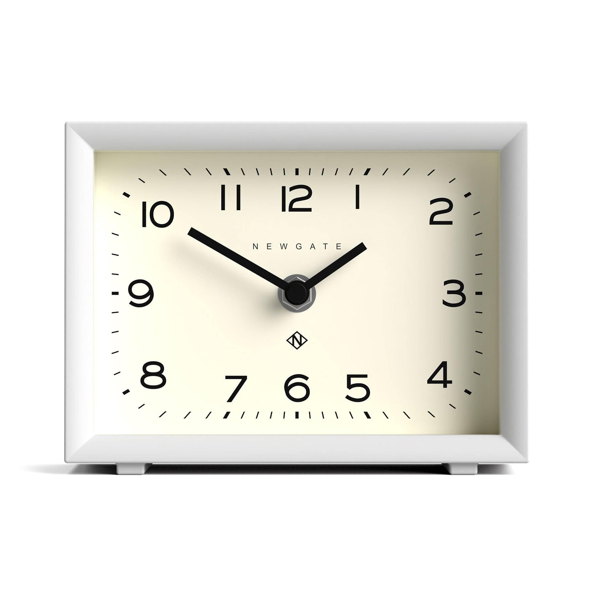 NEWGATE® Henry desk clock | Contemporary rectangular design | White | Easy to read nunbers | Modern style for desk, table top, shelf or bedside