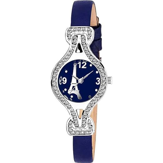 DAINTY 997-BLU Analogue Bracelet Diamond Studded Black Dial Watch - for Girl's and Women's