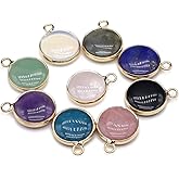 LE SKY 12 Pcs Natural Stone Pendants Round Shape Healing Chakra Polished Crystal Quartz Agate Stone Accessories for Jewelry Making Necklace Earrings