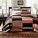 DaDa Bedding Classical Desert Sands Reversible Real Patchwork Quilted Bedspread Set - Striped Autumn Warm Tones Brown Burgundy Multi-Color Print - King - 3-Pieces