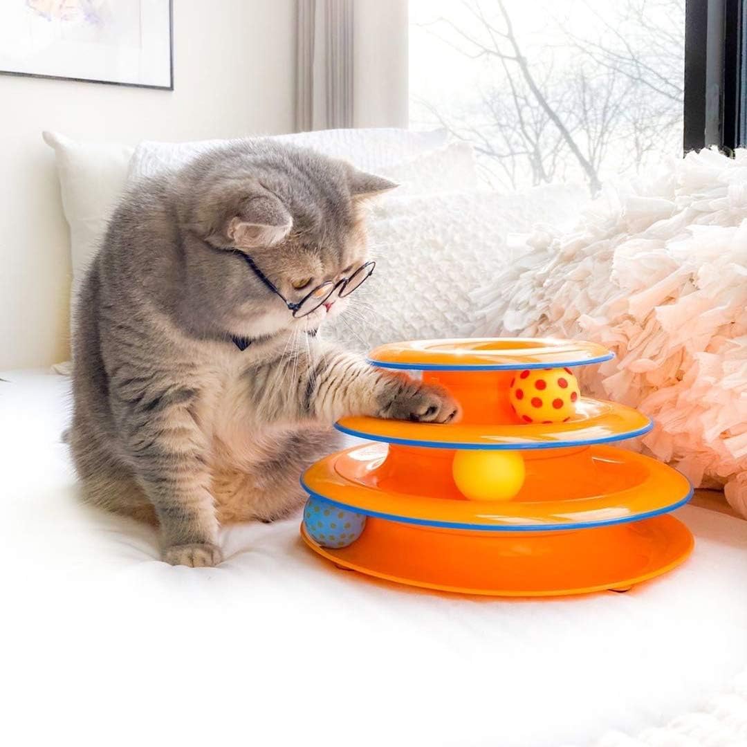 Petstages Tower of Tracks Cat Toy – 3 Levels of Interactive Play – Circle Track with Moving Balls Satisfies Kitty’s Hunting, Chasing & Exercising Needs : Pet Stages Tower : Pet Supplies