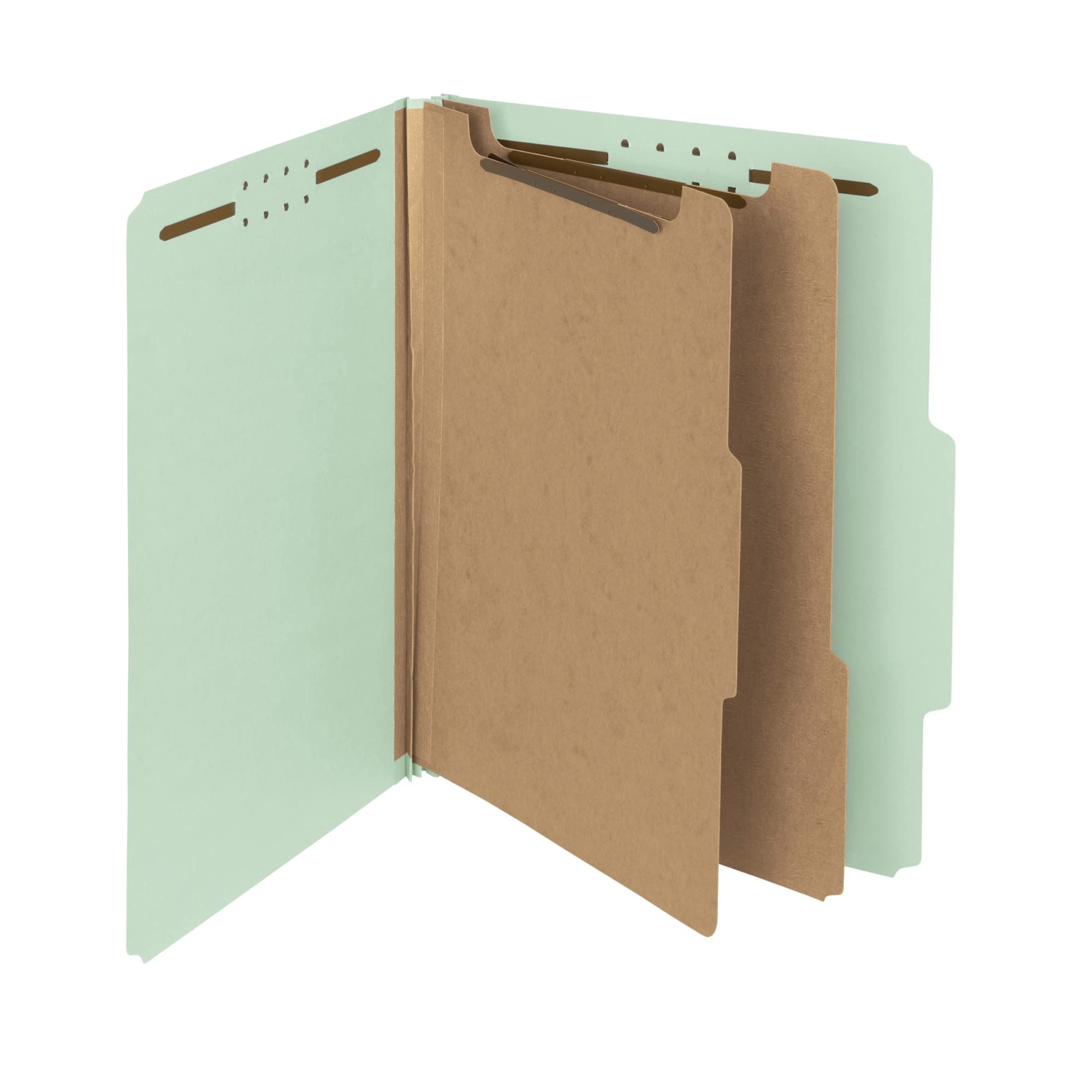 Smead 100% Recycled Pressboard Classification File Folder, 2 Dividers, 2" Expansion, Letter Size, Gray/Green, 10 per Box (14023)