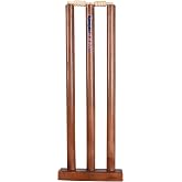 Naqqash Sports Wooden Cricket Wicket Stumps Multi-Surface Placement with Wood Base. 3 Wickets and 2 Bails