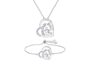 M&Ostyle I Love You Forever Jewelry Set for Girls Necklace and bracelet Crystal Heart Pendant Necklaces Gifts For Girls Daughter Granddaughter Niece Birthday Christmas