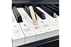 WUXIC Piano Keyboard Stickers for 88/61/54/49/37 Key.Colorful,Staff,Numbered musical Notation;Music Note Full Set Stickers for White and Black Keys; Transparent and Removable