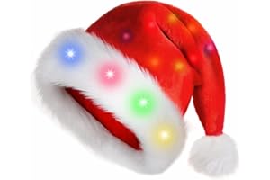 kockuu Santa Hats, Oversize Light up Christmas Hats, Large Santa Hat with LED Lights, Flashing Santa Claus Hat for Adults & Kids
