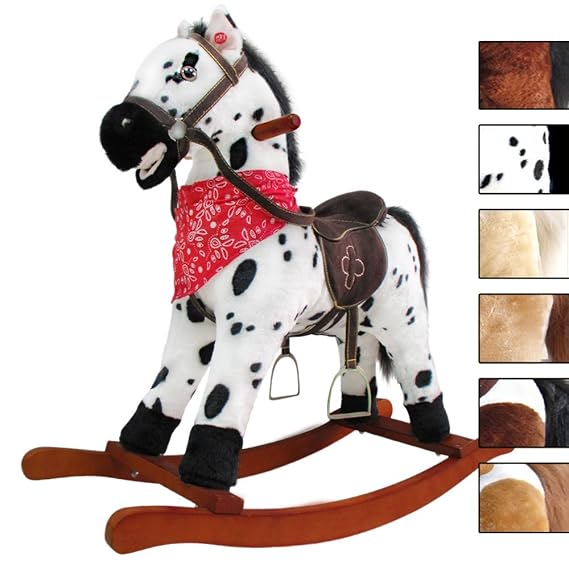 Schaukelpferd Schaukeltier Schaukelspielzeug kuschelweich mit Soundeffekten Wipppferd - Farbwahl