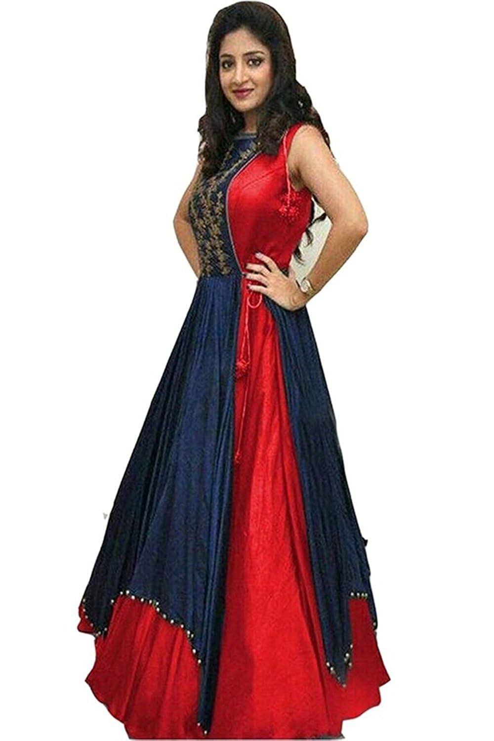 aarna enterprise women's silk semi-stitched lehenga choli(t20-red(g)_free size)