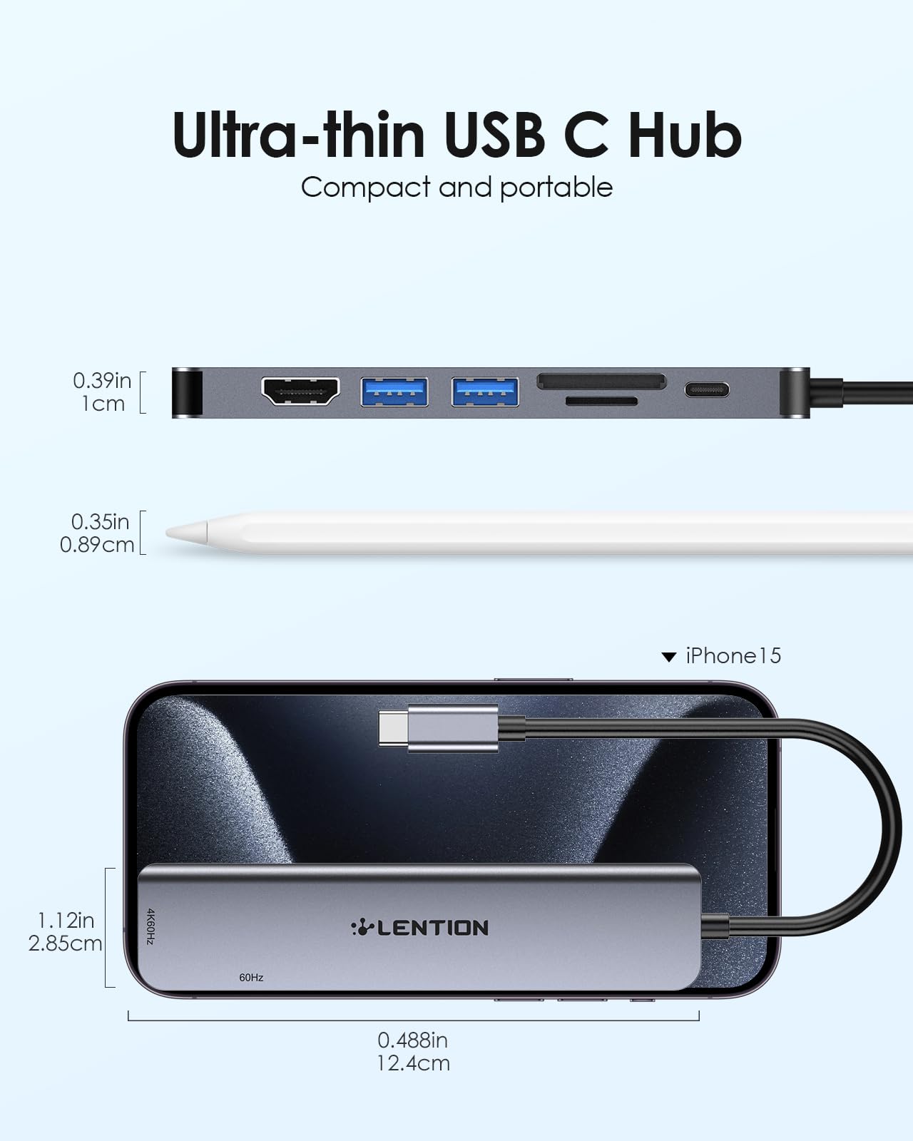 LENTION Laptop USB C Docking Station, Multiport with Dual Monitor HDMI 4K@60Hz, PD 100W, 5Gbps USB-A*2 Ports, SD/Micro Card Reader for MacBook Pro, MacBook Air, Dell and More(CE45, Space Gray