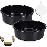 SAGOOITS 6 Inch Cake Pan Set for Baking - 2 Round Cake Pans with 50 Pieces Parchment Paper, Nonstick Deeper Circle Cake Baking Pans Sets for Baking-Black