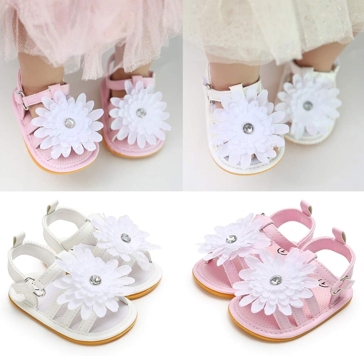  | BENHERO Infant Baby Girls Sandals, Premium Soft Rubber Sole Anti-Slip Summer Toddler Flats First Walkers Shoes | Sandals