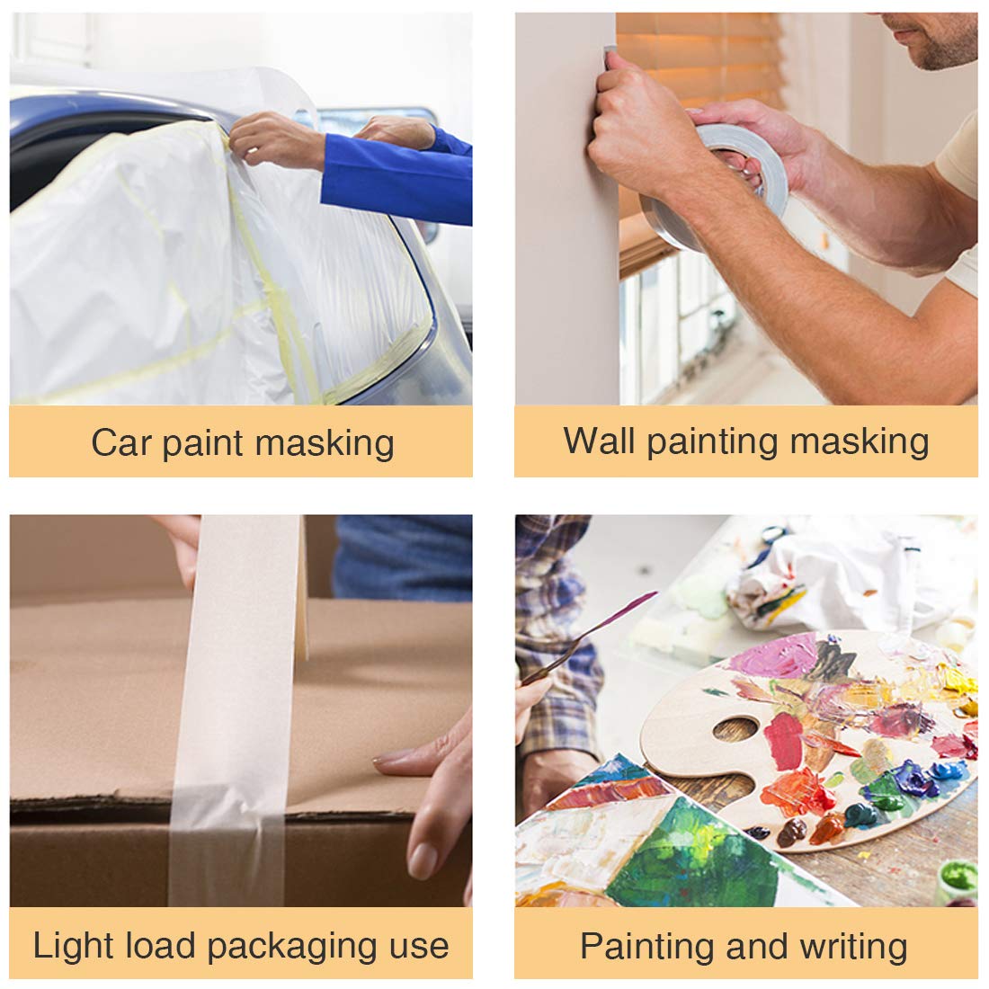 2 Inches Wide Masking Tape, Multi-Purpose White Masking Tape for Labeling, Painting, 32 Yards x 8 Rolls: Industrial & Scientific