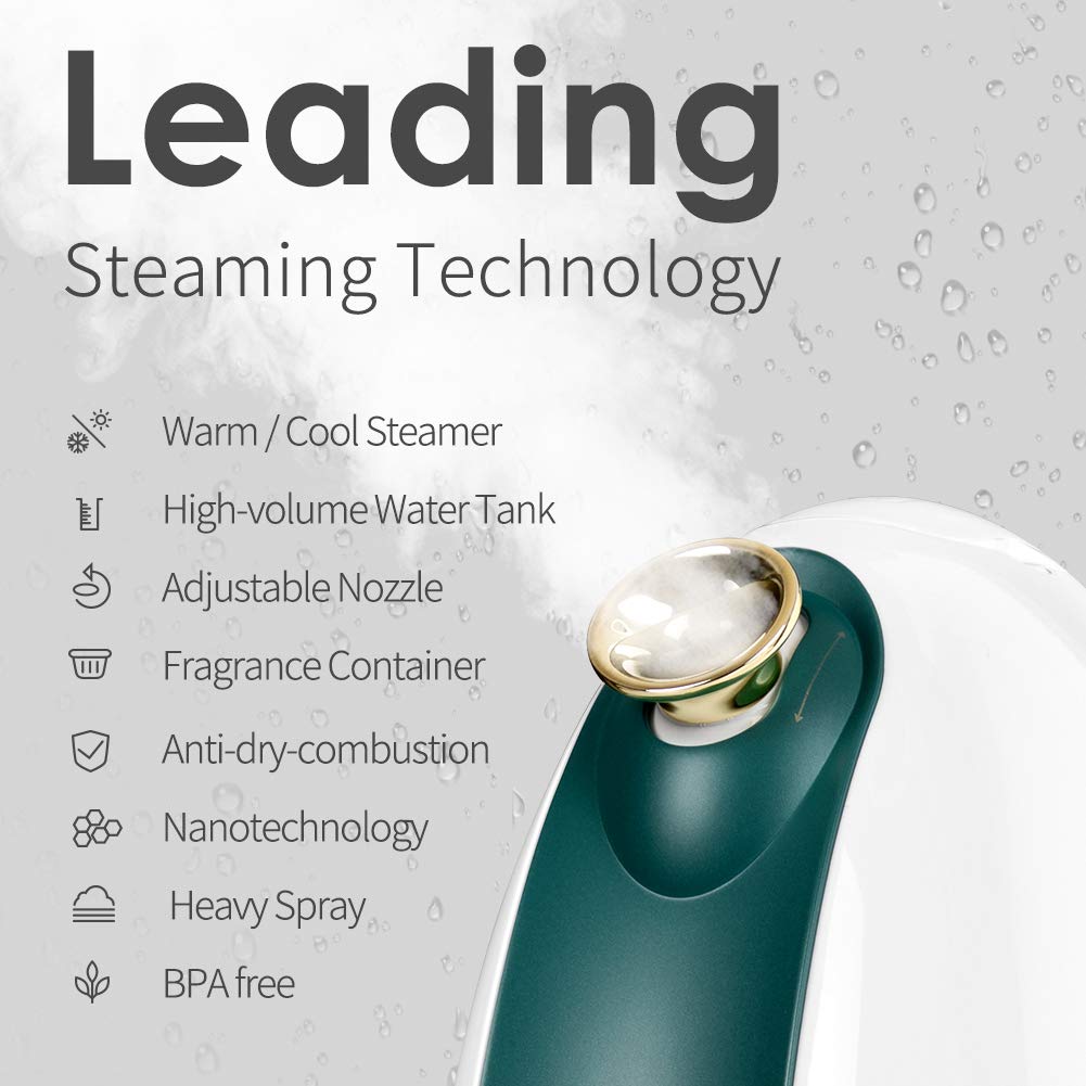 Facial Steamer 3-in-1 Nano Ionic Face Humidifier with Hot and Cold Mist Moisturizing Cleansing Pores for Home Face Spa: Beauty