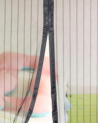 Magnetic Screen Door Cover IKSTAR Double Mesh Curtain with Full Frame Hook&Loop Instant Mesh Door for Front Door and Home Outside Kids/Pets Walk Through Easily Fit Door Size Up to 36"x98" Max - Thumbnail 3