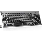 Clavier Sans Fil AZERTY Français, Compact Ultra-Mince, Touches Silencieuses, Touches Multimédia, Confort Ergonomique, Économe