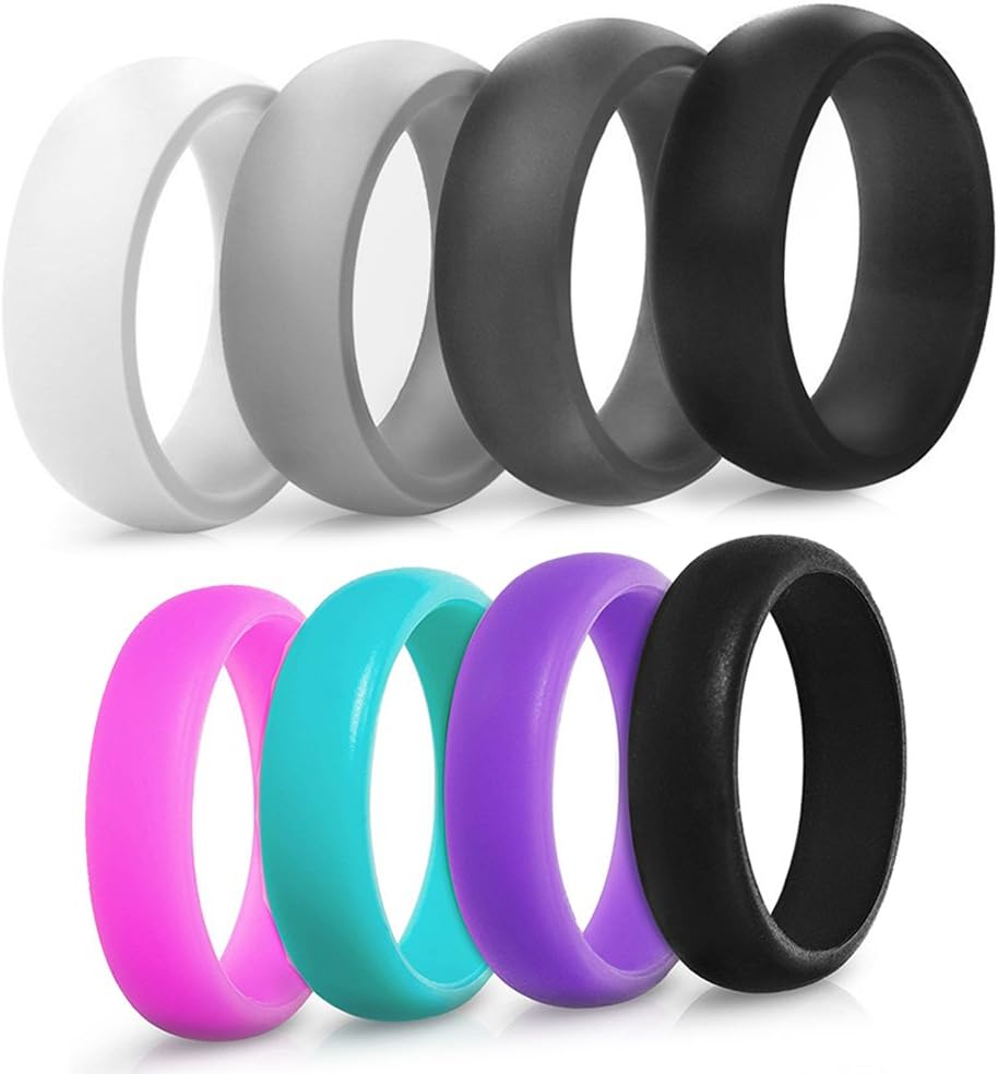 Silicone Ring Wedding Band for Men and Women - 4 Pack