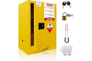 DEFNES Flammable Safety Cabinet, Galvanized Steel Flammable Storage Cabinet, Adjustable Shelf Flammable Storage Cabinet (Yellow, 23.23" x 18.11"x 35.5")