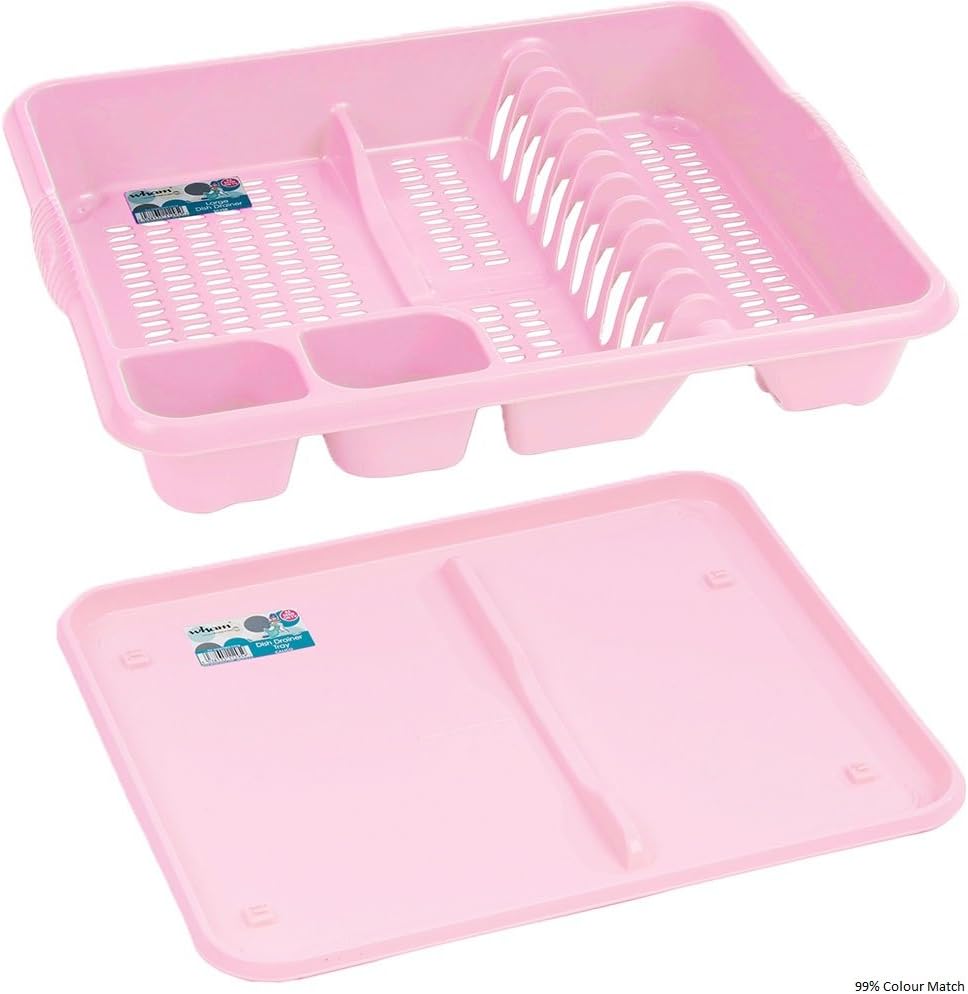 Large Dish Draining Rack With Tray - Baby Light Pink