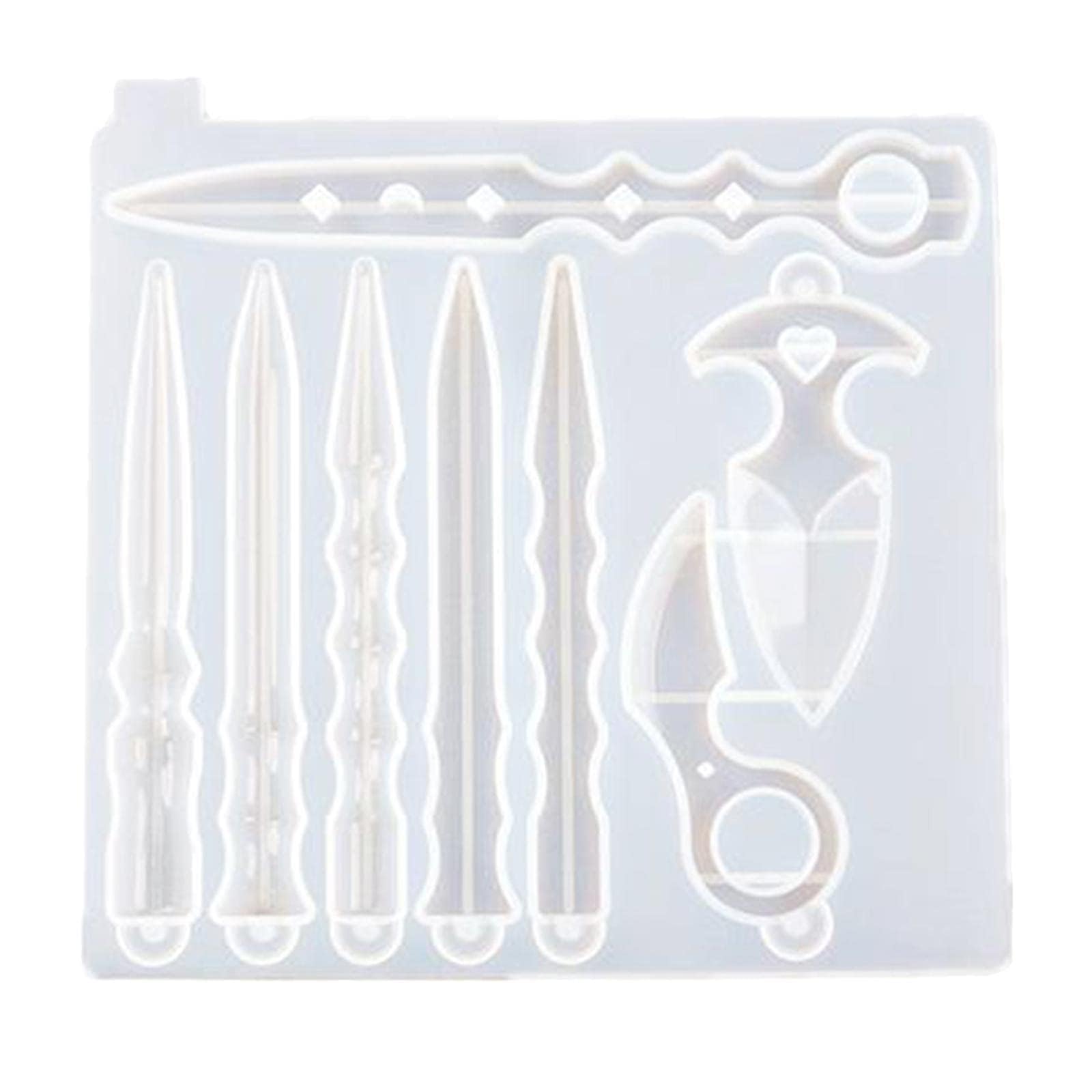 Resin Dagger Molds, Silicone Resin Moulds with 8 Different Shape Sword Moulds, Athame Epoxy Knife Moulds for Keychain, Cosplay, Decoration Art Molds