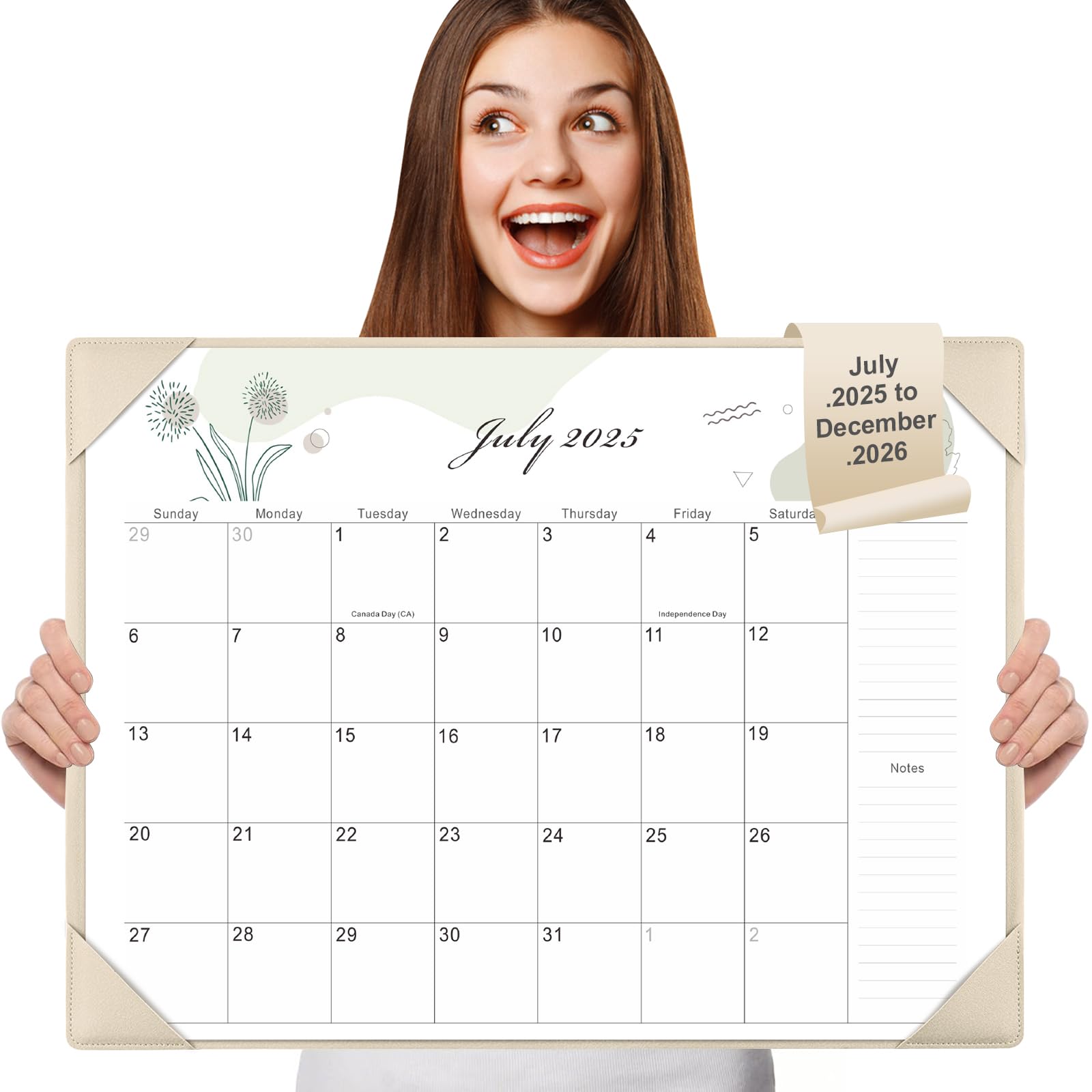 Photo 1 of Gannyfer Large Desk Calendar 2025-2026 with Desktop Mat,22" x 17" Desktop Pad Calendar, 18 Month Table Calendar from July 2025 to Dec 2026, Office Supplies Perfect for Home School and Office (Gray)