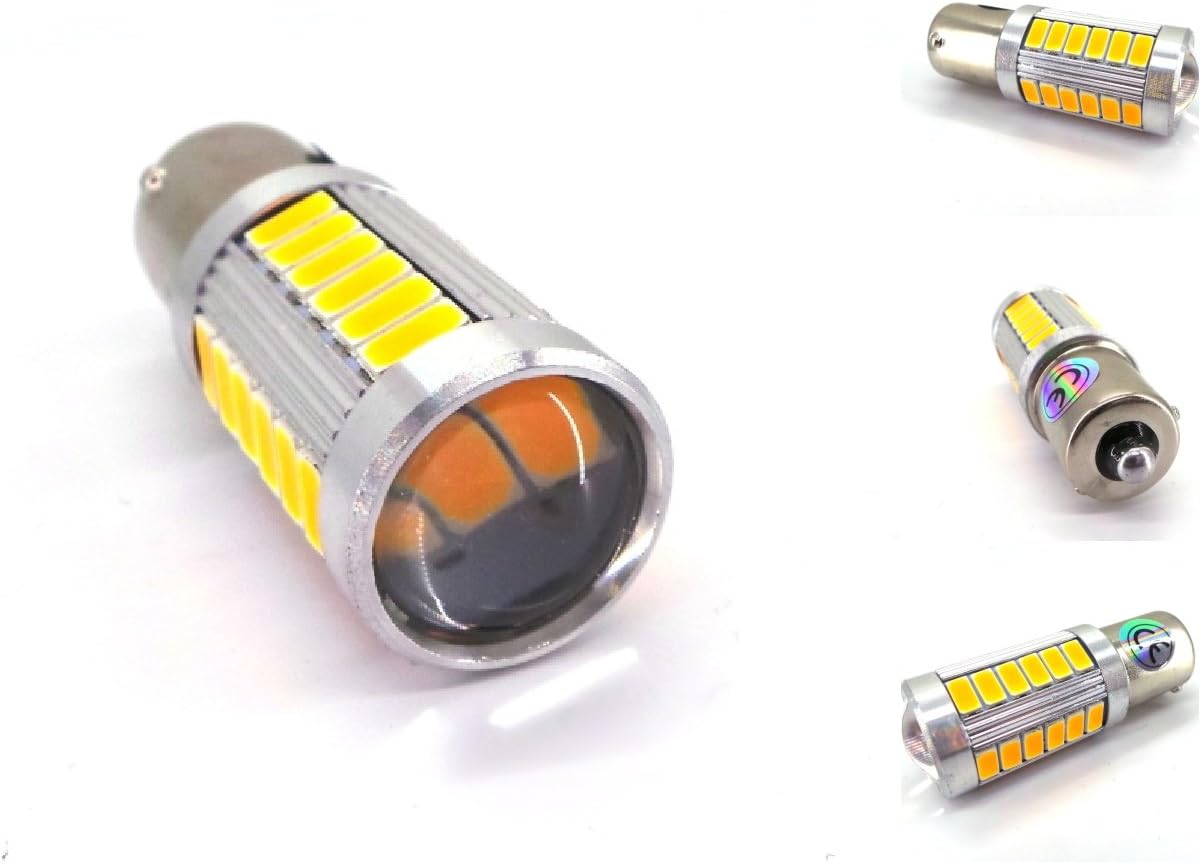 MOTOLEDY: 2 Pack - CANBUS Car LED Bulbs P21W, BA15S, 1156 12-24V 1300lm Orange