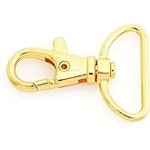 CRAFTMEMORE Swivel Lobster Claw Clasps Classic Trigger Snap Hooks CS10 Purse Landyard Clip 5/8" 3/4" 1" Pack of 10 (1 Inch, Gold)