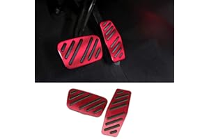XITER No Drill Anti-Slip Aluminum Gas Brake Pedal Cover Foot Pedal Pads for Chevy Equinox Impala Cruze Blazer Traverse,for Buick Enclave Encore,for GMC ACADIA Terrain,for Cadillac XT5 XT6(RED)