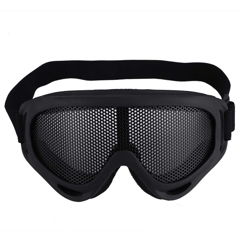 Tbest Airsoft Metal Mesh Goggles Tactical Mesh Goggles Steel Lenses Sunglasses Half Face Headwear Headband Googles replacement for Outdoors Cycling Running Cam (Black)