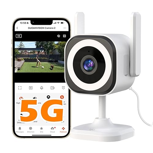 5G Camera for Home Security, 3MP Outdoor/Indoor Security Cameras, Baby Monitor Camera for Pet/Babies/Room/Cat/Dog/Nanny/Elder, IP66 Waterproof, 3 Night Vision, Alarm Siren, SD/Cloud