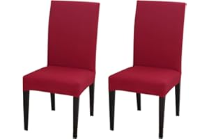 DIMATIC 2 Pack Dining Chair Covers, Stretch Spandex Removable Washable Protector Chair Slipcovers for Dining Room Kitchen Hotel (Red)