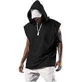 RoseSeek Men's Plus Size Hooded Tank Tops Sleeveless Drawstring Tank Hoodies Workout Gym Muscle T Shirt