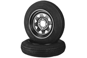 2-Pack Heavy Duty 4.80-12 Trailer Tires & Rims – 6PR Load Range C, All-Weather, 12" 4-Lug Black Wheel, 4 on 4" Bolt for Utili