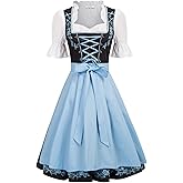 JASAMBAC Women's German Dirndl Dress Costumes 3 Pieces for Oktoberfest Carnival