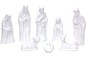 THE NATIVITY STORE A WORLDWIDE COLLECTION Mini Porcelain Nativity Set - Nativity Sets for Christmas Indoor - Manger Scene Christmas Decorations - Nativity Scene - Baby Jesus Nativity - Holy Family Nativity Scene - (8 PC Set)