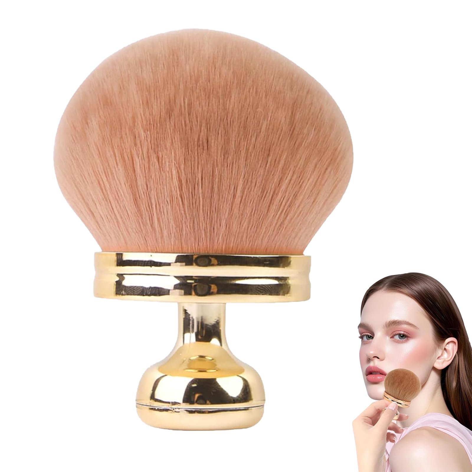 Xiciki Fake Tan Brush, Extra Large Self Tanning & Body Makeup Kabuki Brush for Streak-Free Application on Face, Body and Back, Professional Oval Blending Tool for Bronzer and Sunscreen (Gold)