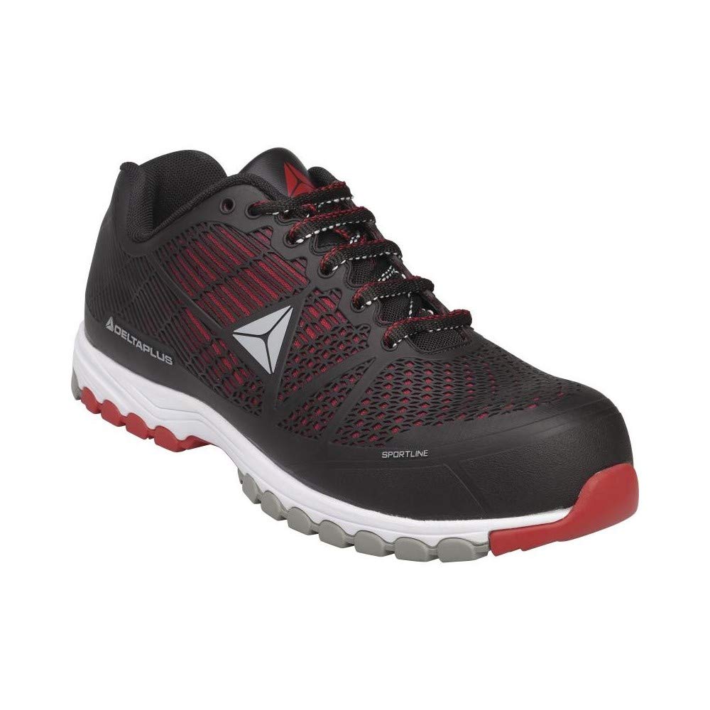 Delta Plus DSPORSPNR47 DELTA SPORT S1P SRC Mesh/Polyurethane Shoes - S1P HRO SRC - Black/Red, Size 43