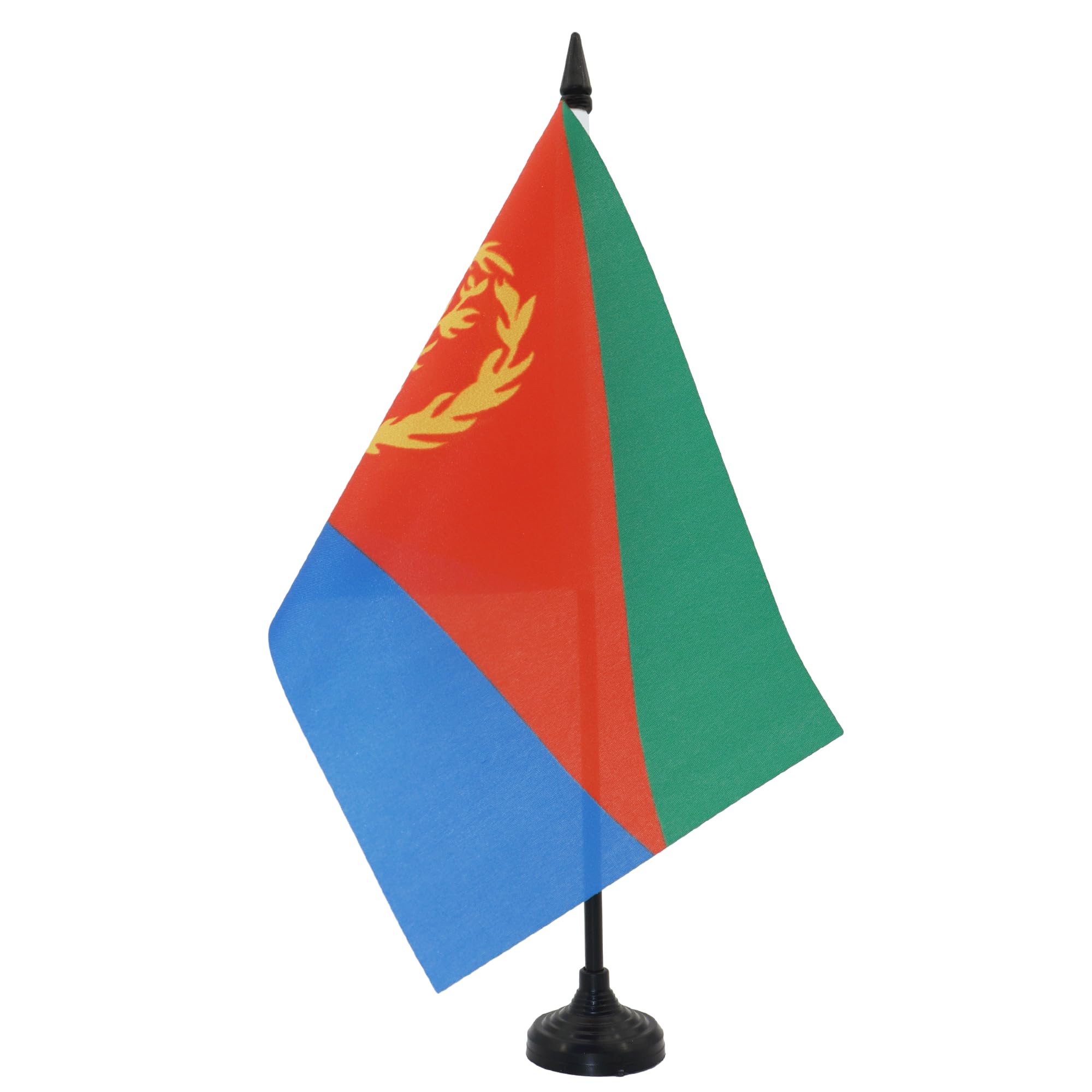 AZ FLAG Eritrea Table Flag 5'' x 8'' - Eritrean Office Decoration 100% Polyester 21 x 14 cm - Mini Desk Flag with Pole and Black Plastic Base — image 1
