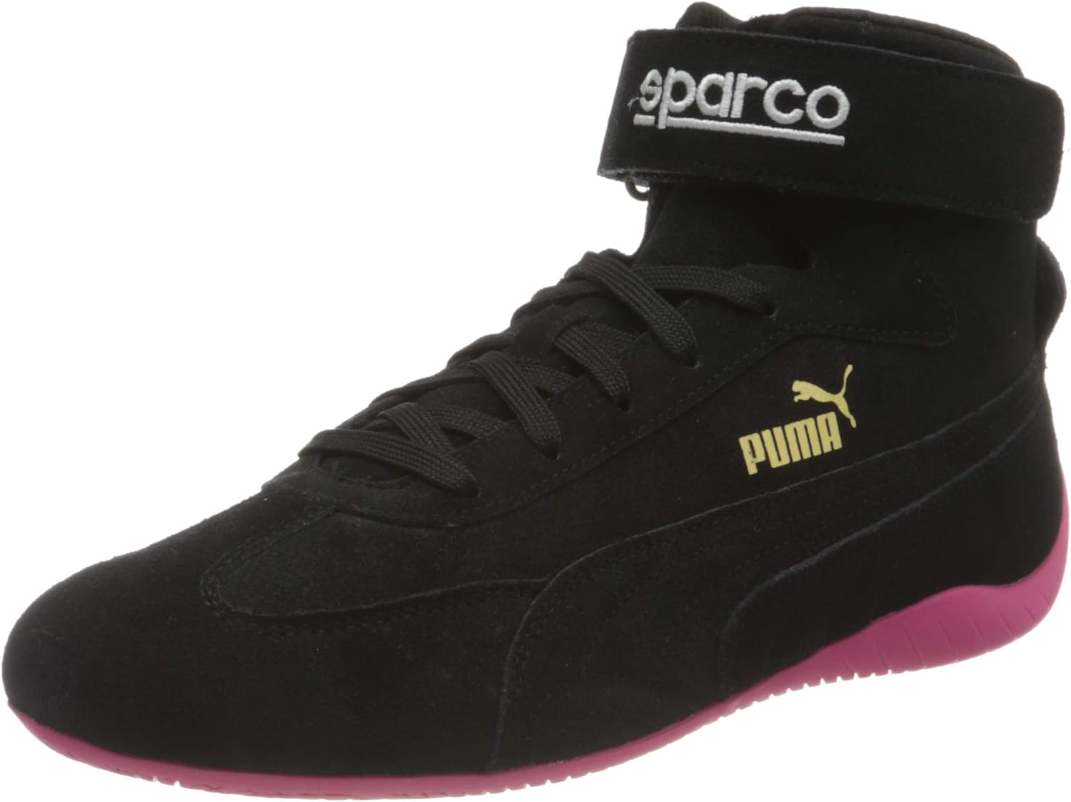 Puma Unisex SPEEDCAT MID SPARCO Sneaker, BlackGlowing Pink Team Gold