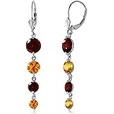 14k White Gold Chandelier Earrings with Garnets and Citrines