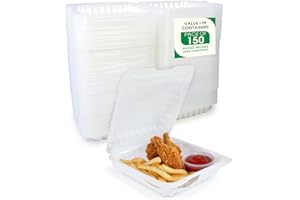 Value Plus [9''x9''x3" - 1 Compartment 150 Count] Clear Plastic Clamshell Containers, Vented Heavy Hinged Take Out Container 