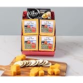 Wisconsin Cheese Company &ndash; Aged Cheddar Cheese and Crackers Gift Box &ndash; Includes Three, Five, Eight &amp; Ten Year Aged Cheddar &ndash; Charcuterie Board Gift Set (Four 7.5 oz Blocks)